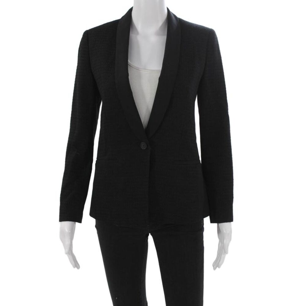 Vince Womens Tuxedo Blazer Black Viscose Button Long Sleeve Size 2
